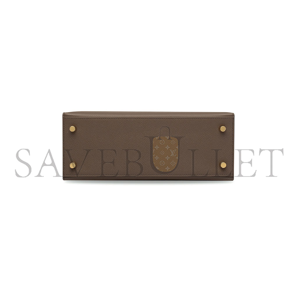 H**mes black epsom leather sellier kelly 25 with brushed gold hardware (25*17*7cm)